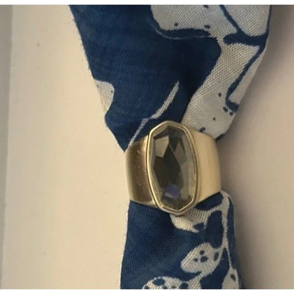 Kendra Scott Leah Blue Faceted Stone silver tone Statement Cocktail Ring Size 8